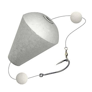 Bóia Pão Branca Isopor Média C/ Chicote e Anzol - Flex Fishing