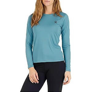 Camiseta Feminia Manga Longa UV50+ Repelente a Inseto Azul Jeans - Oro Adventure