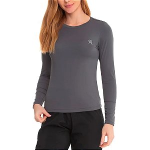Camiseta Sport Dry Manga Longa Feminina UV50+ Grafite - Oro Adventure