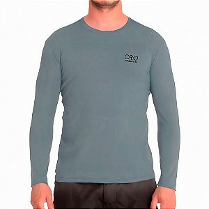 Camiseta Manga Longa UV50+ Repelente A Inseto Azul Jeans Estampa Pequena- Oro Adventure