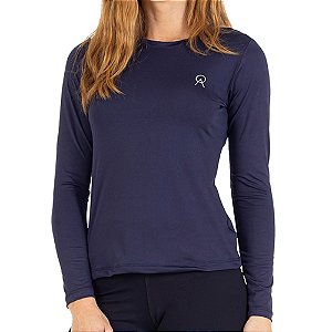 Camiseta Feminia Manga Longa UV50+ Repelente a Inseto Azul Marinho - Oro Adventure