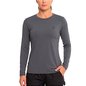 Camiseta Basica Feminina Manga Longa UV50+ Grafite - Oro Adventure
