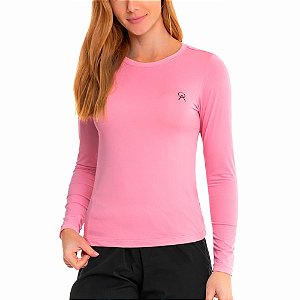 Camiseta Basica Feminina Manga Longa UV50+ Rosa Pantera - Oro Adventure