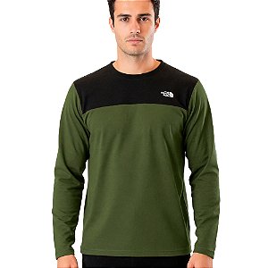 Fleece Masculino Glacier Crew Preto / Verde - The North Face