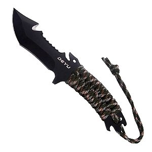 Faca Tática Cabo Com Paracord Camuflado J-09 - Deyu