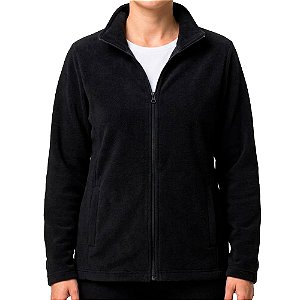 Jaqueta Feminina Fleece Preta Bolso e Recorte - Oro Adventure