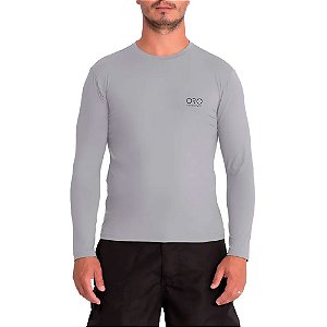 Camiseta Manga Longa UV50+ Repelente A Inseto Cinza Claro Estampa Pequena- Oro Adventure