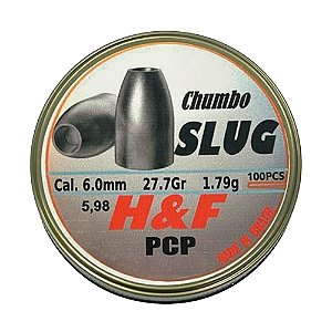 Chumbinho Slug 6.0mm 1.79g 27.7GR 100un - Slug H&F
