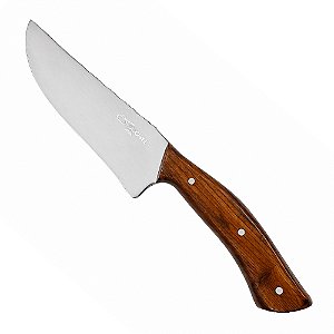 Faca Aço Inox 6'' Cabo Madeira Lisa Full Tang - Facas Cascavel
