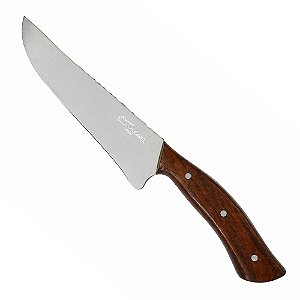 Faca Aço Inox 8'' Cabo Madeira Lisa Full Tang - Facas Cascavel