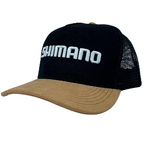 Boné Para Pesca Telado Preto Aba Marrom - Shimano