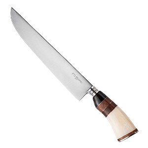 Faca Aço Inox 8'' Lamina Lisa Cabo Osso Detalhe Madeira/Chifre - Facas Cascavel