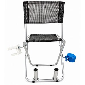 Banqueta Com Encosto Para Pesca 7/8 Reforçada + Porta Varas e Acessorios - Narciso