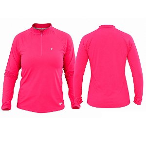 Camiseta Feminina Ziper M/L UPF50+ Pink - Fishing Company