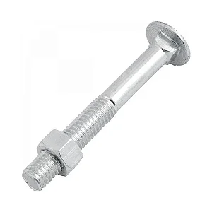 50 Parafuso Frances 3/8 x 5 Rosca Parcial Zincado com Porca