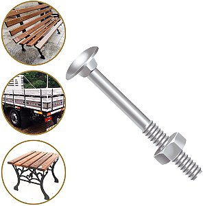100 Parafuso Frances 5/16 x 6 Rosca Parcial Zincado com Porca