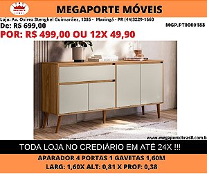 Aparador Ravi 4 portas 1 gaveta