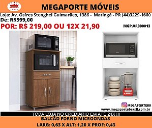 Balcão para Forno e Microondas 2 Portas 1 Gaveta