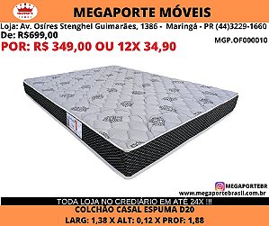 Colchão Casal 138x1,88 Espuma D20