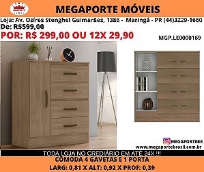 Cômoda 4 Gavetas 1 Porta