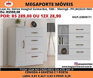 Cômoda 4 Gavetas 1 Porta
