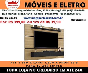 Painel Home Arezzo Norton para TV de 60 polegadas 2 portas 1.80