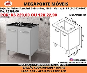 Balcão Cooktop 4 Bocas 2 Portas