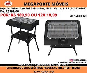 Churrasqueira Eletrica Pedestal MR.Cheff ACHP-01 1800W 127V Agratto