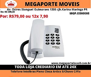 Telefone Pleno C/ Fio Cinza Sem Chave INTELBRAS