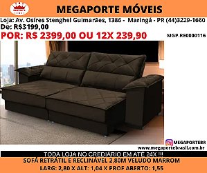 Sofá Retrátil e Reclinável 2,80