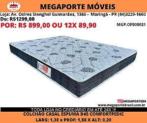 Colchão Casal Espuma D45 Semi Ortopédico