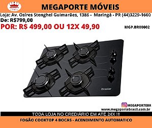 Fogão Cooktop 4 Bocas