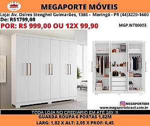 Guarda Roupa 1,82m 6 portas