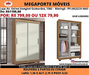 Guarda Roupa Porta de Correr 1,36M