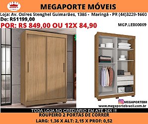 Guarda Roupa Porta de Correr 1,36M