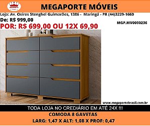 Comoda 8 gavetas 1,47M