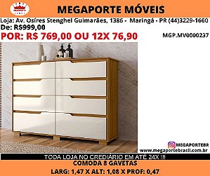 Comoda 8 gavetas 1,47M