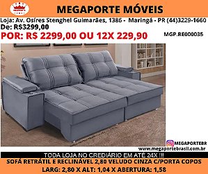 Sofa Retratil e Reclinavel 2,80 c/ Porta copos