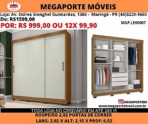 Guarda Roupa Porta de Correr 2,02M