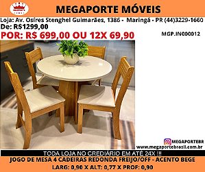 Conjunto de Mesa 4 cadeiras Redonda