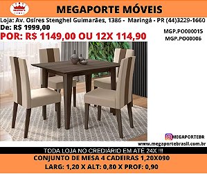 Conjunto Mesa 4 cadeiras MDF