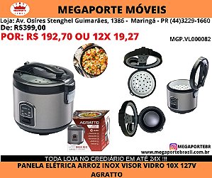 Panela Eletrica Arroz Inox e Visor Vidro PAI10X 127V Agratto