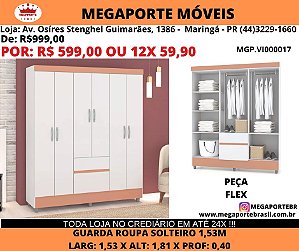 Guarda Roupa Solteiro 6p 2g 1,53M