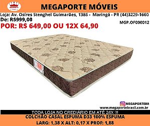 Colchão Casal Espuma D33 Alto