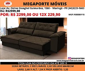 Sofa Retratil e Reclinavel 2,60 Roma