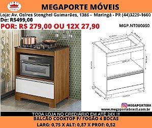 Balcão Cooktop 1 portas p/ Fogão 4 bocas