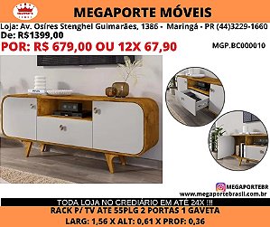 Rack p/ tv 55plg 2p 1g