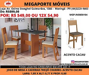 Conjunto Mesa 4 cadeiras