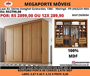 Roupeiro Porta De Correr MDF 2,67