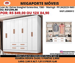 Guarda Roupa Casal 8p 2,00M